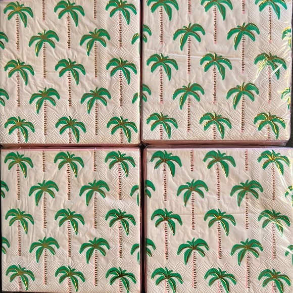 palm trees w/gold foil 5” napkins-cocktail size-4 packs of 20 each-NWT - Picture 5 of 7